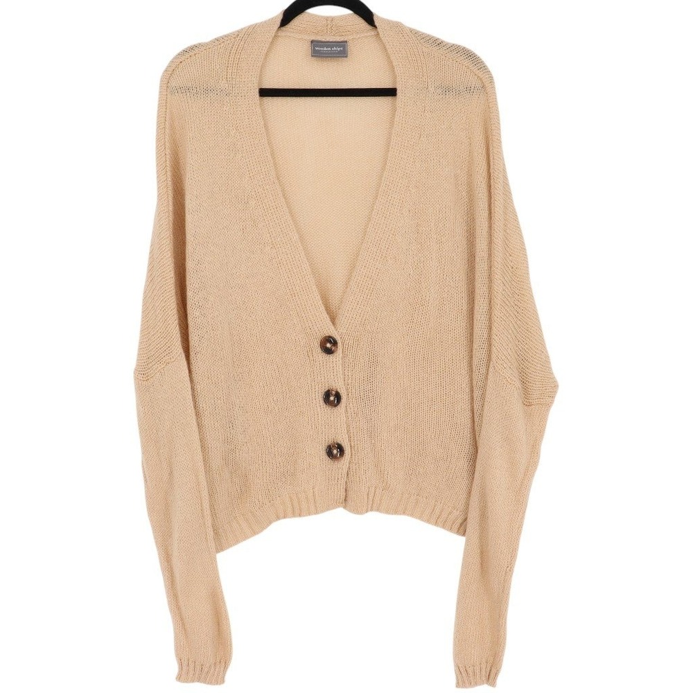 Wooden Ships Mohair Wool Blend Oversized Knit Cardigan Sweater Size M/L Tan